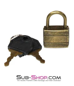 9758A      Bondage Gear Padlock, Antiqued Brass