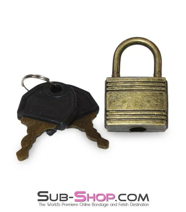 9758A      Bondage Gear Padlock, Antiqued Brass