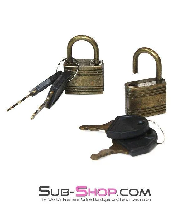 9758A      Bondage Gear Padlock, Antiqued Brass