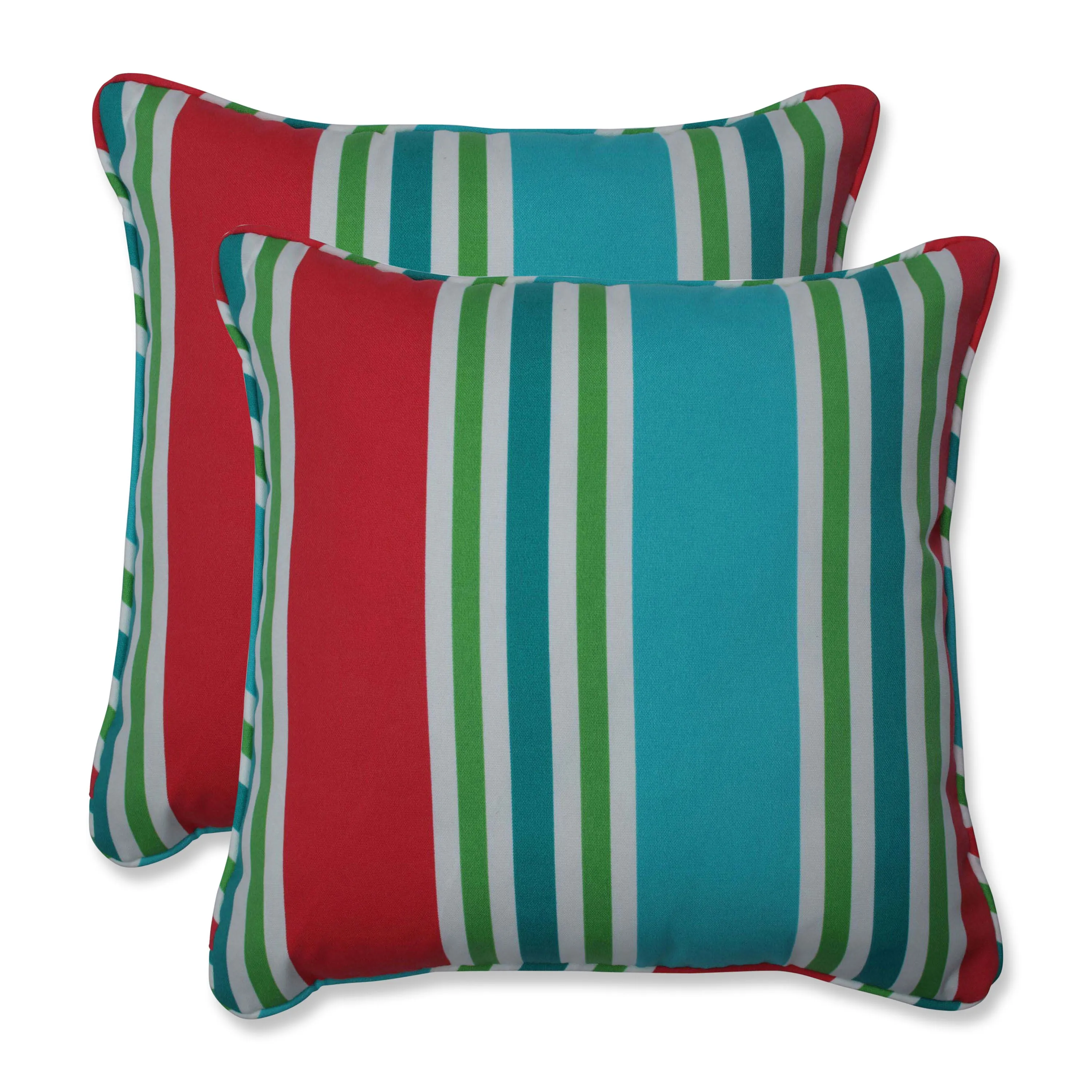 Aruba Stripe Turq/Coral 16.5-Inch Throw Pillow (Set Of 2)