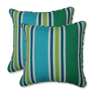 Aruba Stripe Turquoise\Green 16.5-Inch Throw Pillow (Set Of 2)