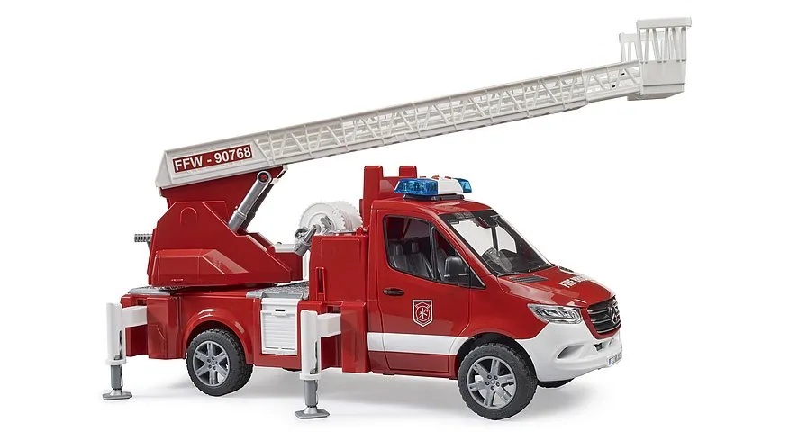 Bruder 2673 MB Sprinter fire service with turntable ladder, pump and light & sound module