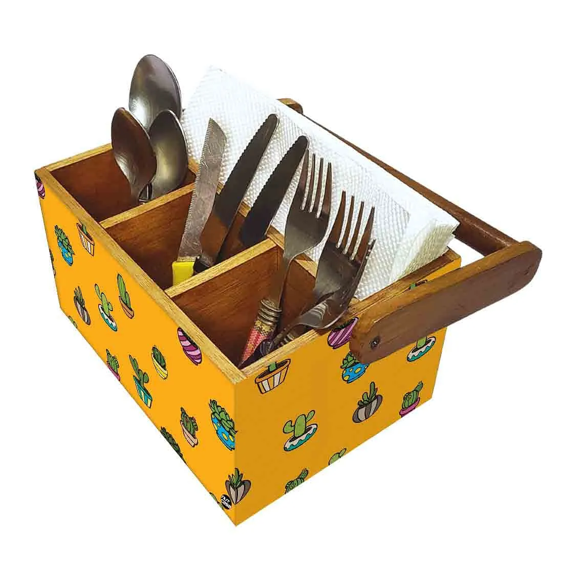 Condiment Cutlery Tissue Holder With Handle for Kitchen Organizer - Cactus Pots