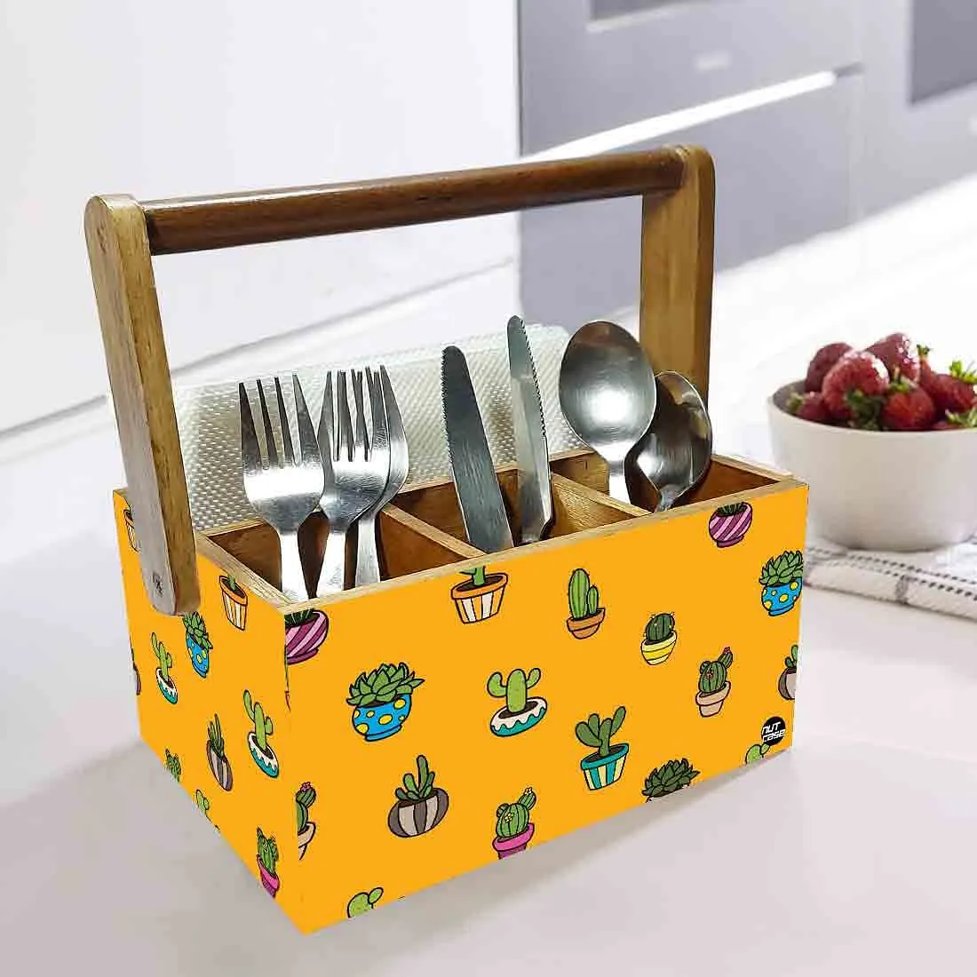 Condiment Cutlery Tissue Holder With Handle for Kitchen Organizer - Cactus Pots