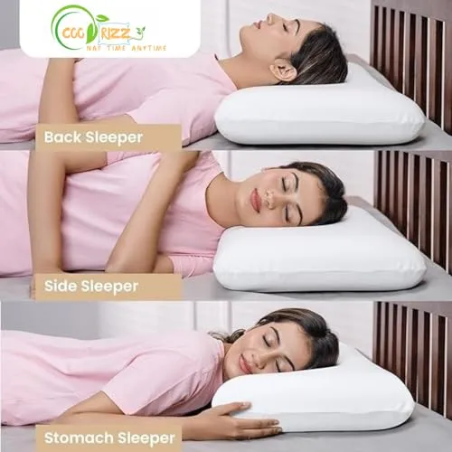 COORIZZ Memory Foam Bed Pillow for Sleeping, Back, 1 Year Warranty Stomach & Side Sleeper Pillow, White Cover- Memory Foam Pillow Size 56cm x 36cm x 9cm