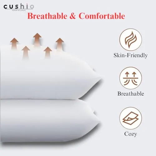 CUSHIO™ MicroFibre Pillow - Size 24"x16" (Pack of 3) Enhance Your Sleep Quality | Wake Up Refreshed (White)