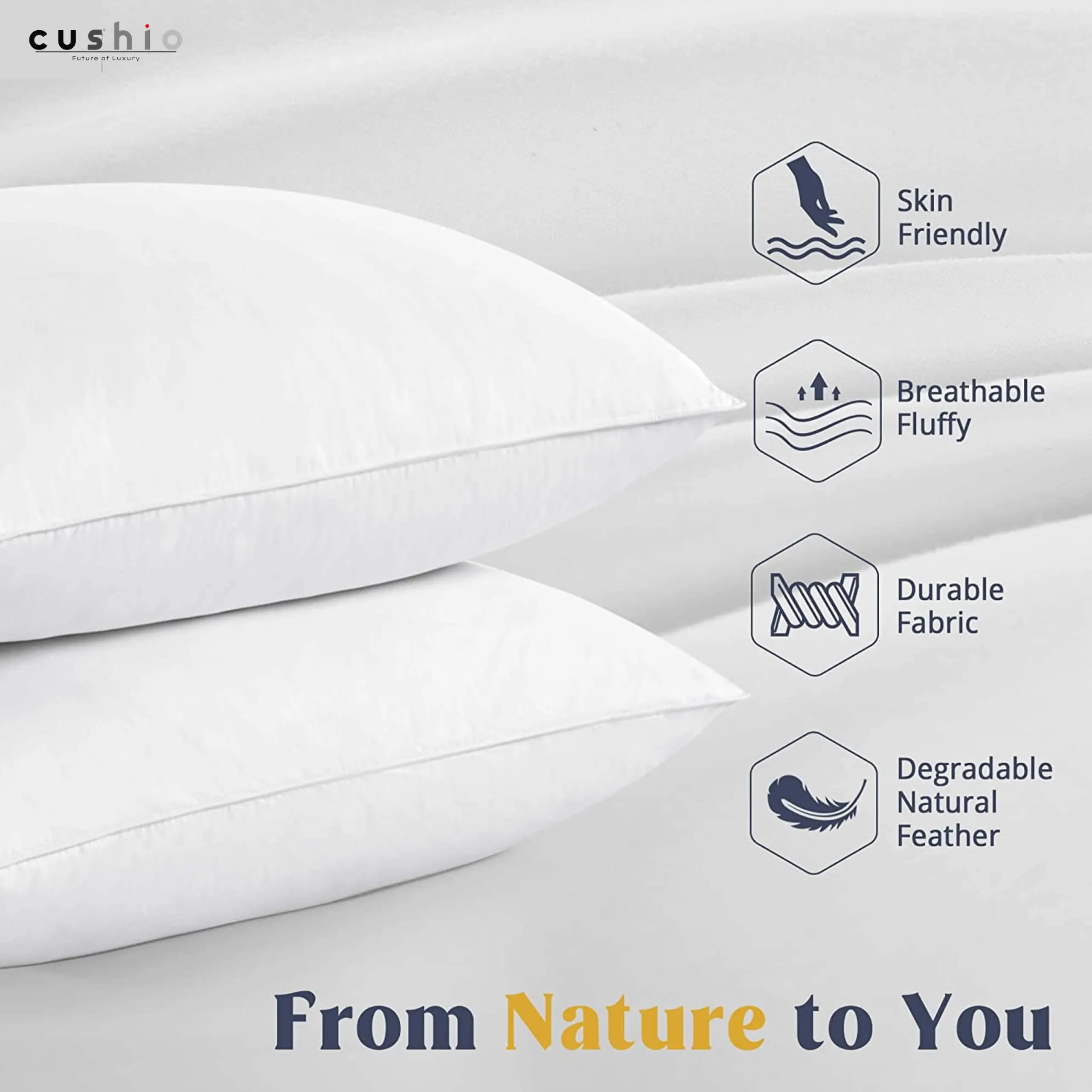 Cushio® White Microfibre Pillow - 27"x17" (Pack of 1) - Enhance Your Sleep Quality | Wake Up Refreshed