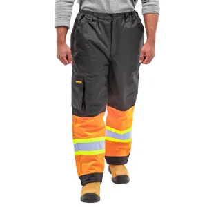 DuraDrive Men's Black and Orange Hi-Vis Waterproof Insulated Lined Work Pants