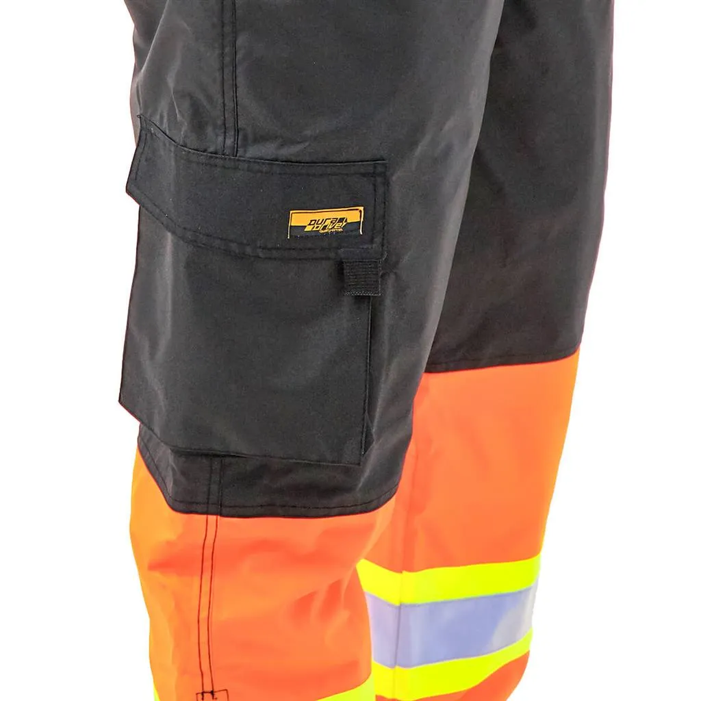 DuraDrive Men's Black and Orange Hi-Vis Waterproof Insulated Lined Work Pants