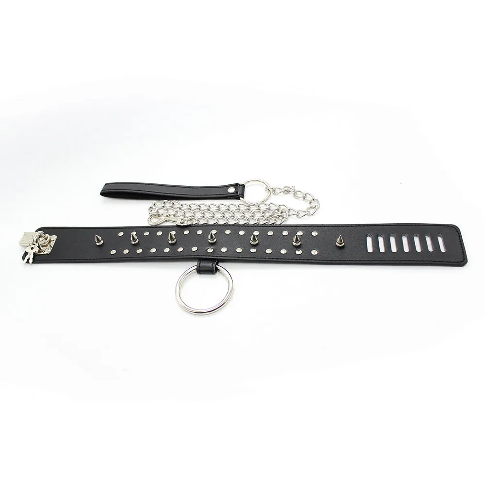 Fetish Fantasy Neck Collar &  Leash With Spikes | Black | Bondage