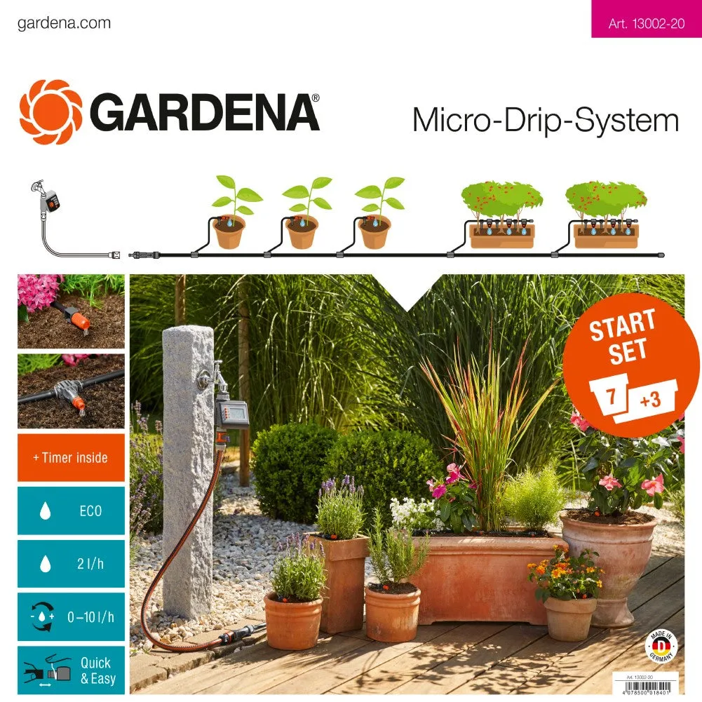 GARDENA Micro-Drip Start Set for Flower Pots - Medium   FREE Water Timer