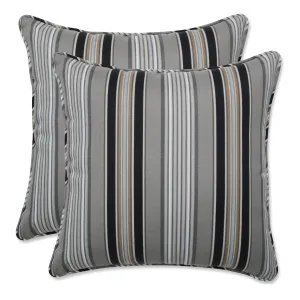 Getaway Stripe Black 16.5-Inch Throw Pillow (Set of 2)