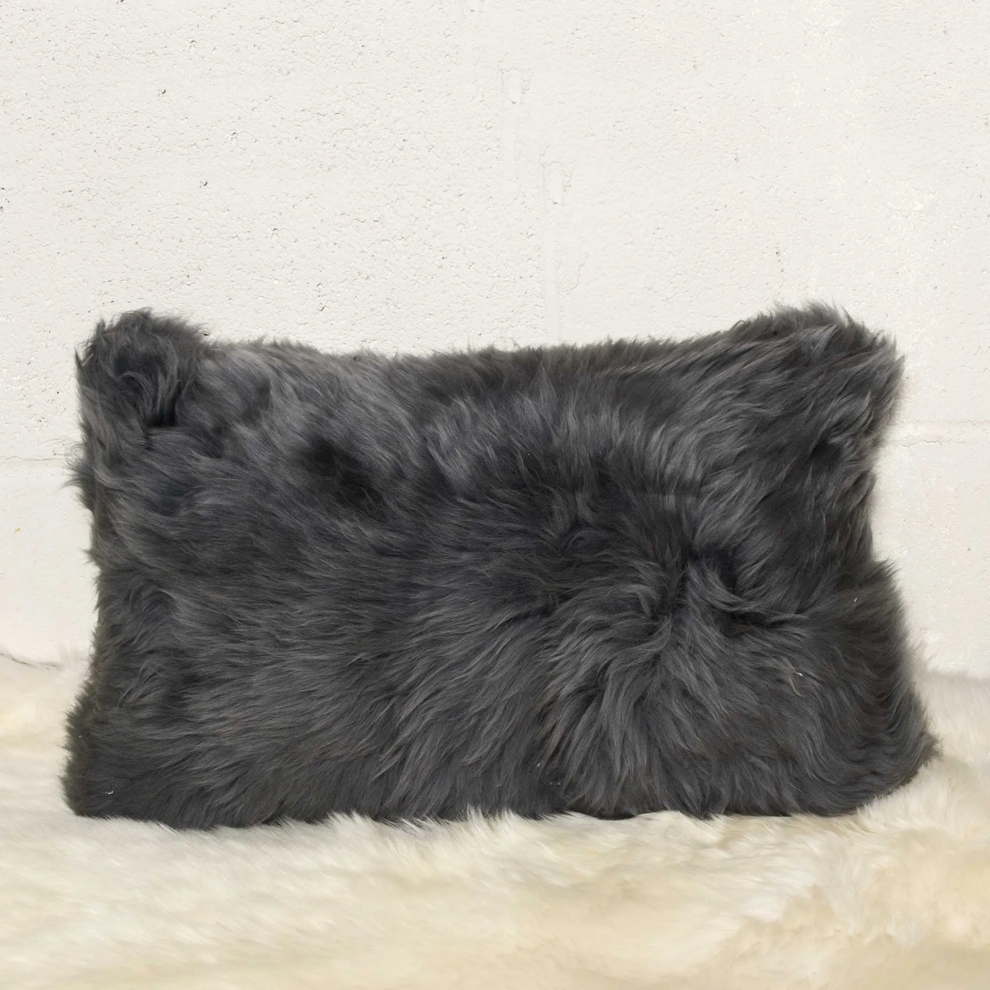 Gray Sheepskin Pillow 2 Pack