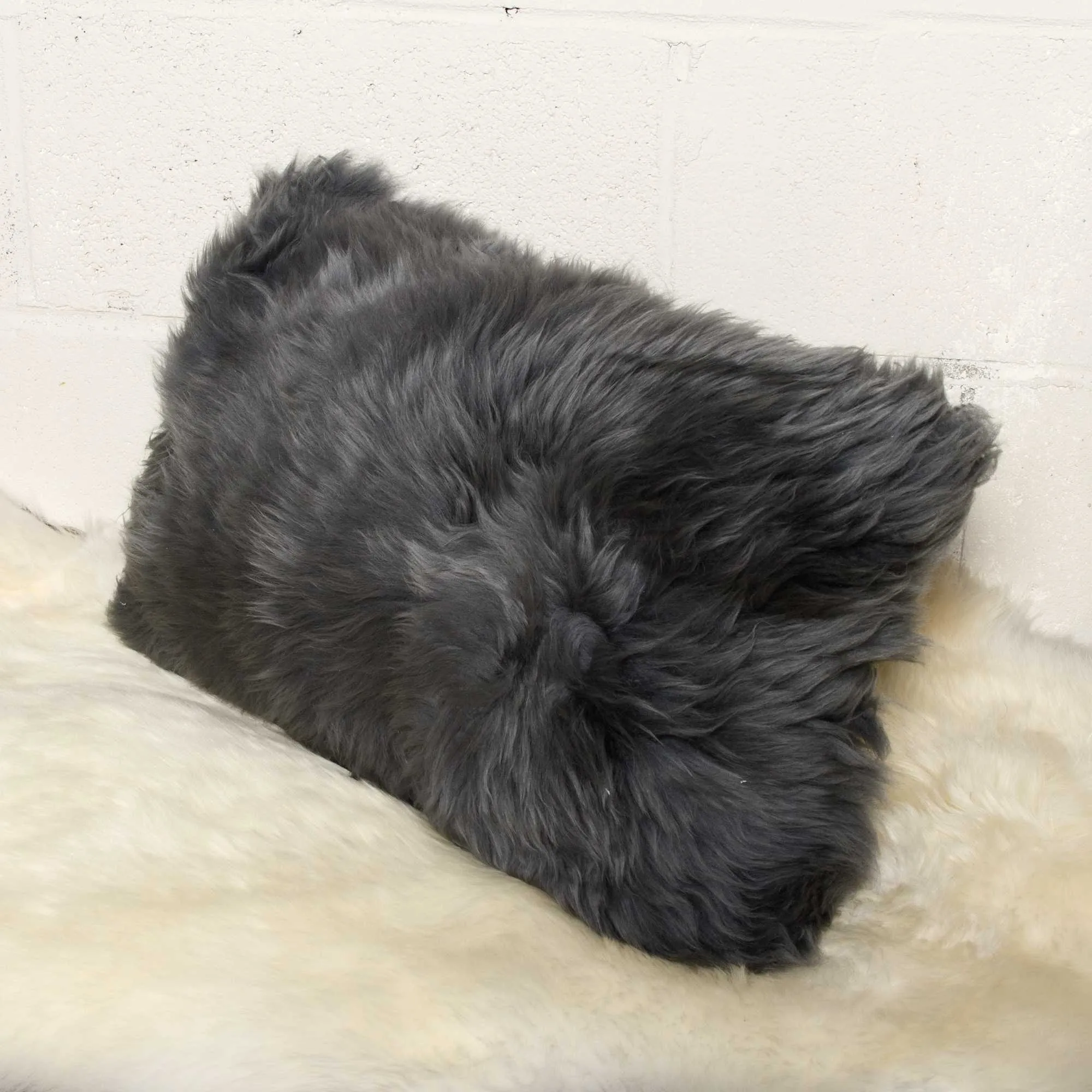 Gray Sheepskin Pillow 2 Pack