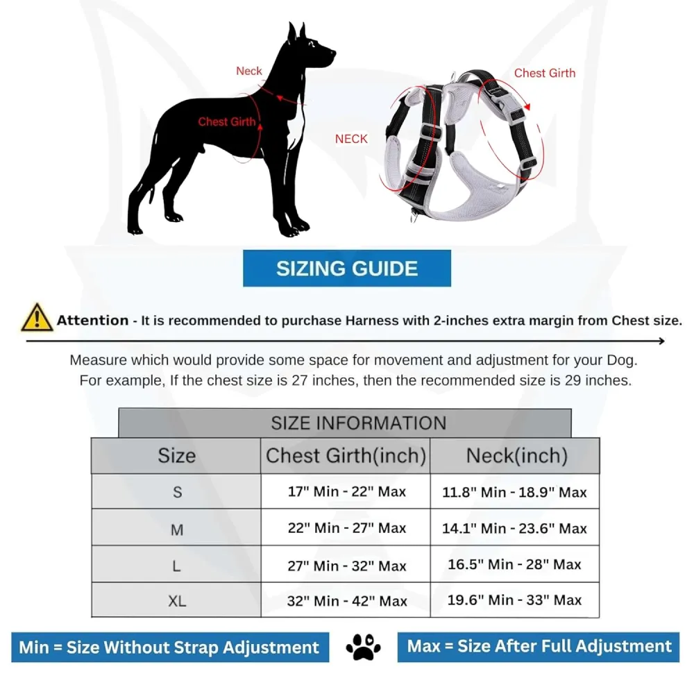 Hank 3M Reflective Harness for Puller Dogs (Grey/Black)