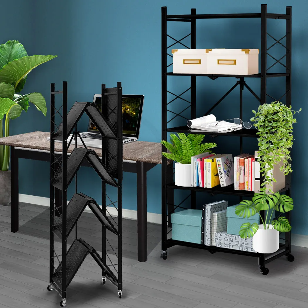 Levede Foldable Storage Shelf Display Black 5 Tiers