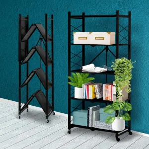 Levede Foldable Storage Shelf Display Black 5 Tiers