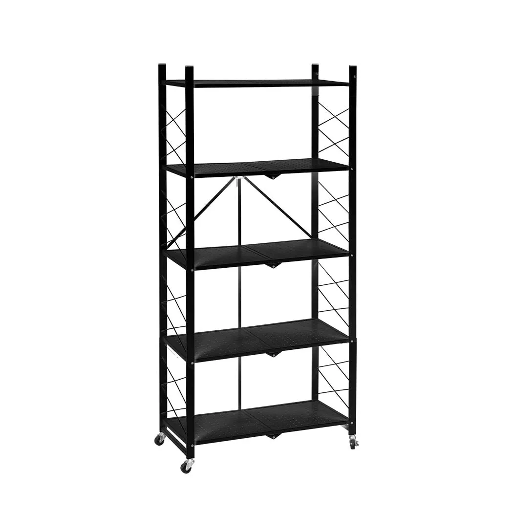 Levede Foldable Storage Shelf Display Black 5 Tiers