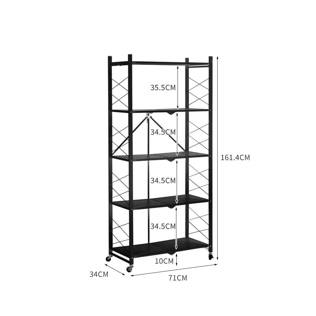 Levede Foldable Storage Shelf Display Black 5 Tiers