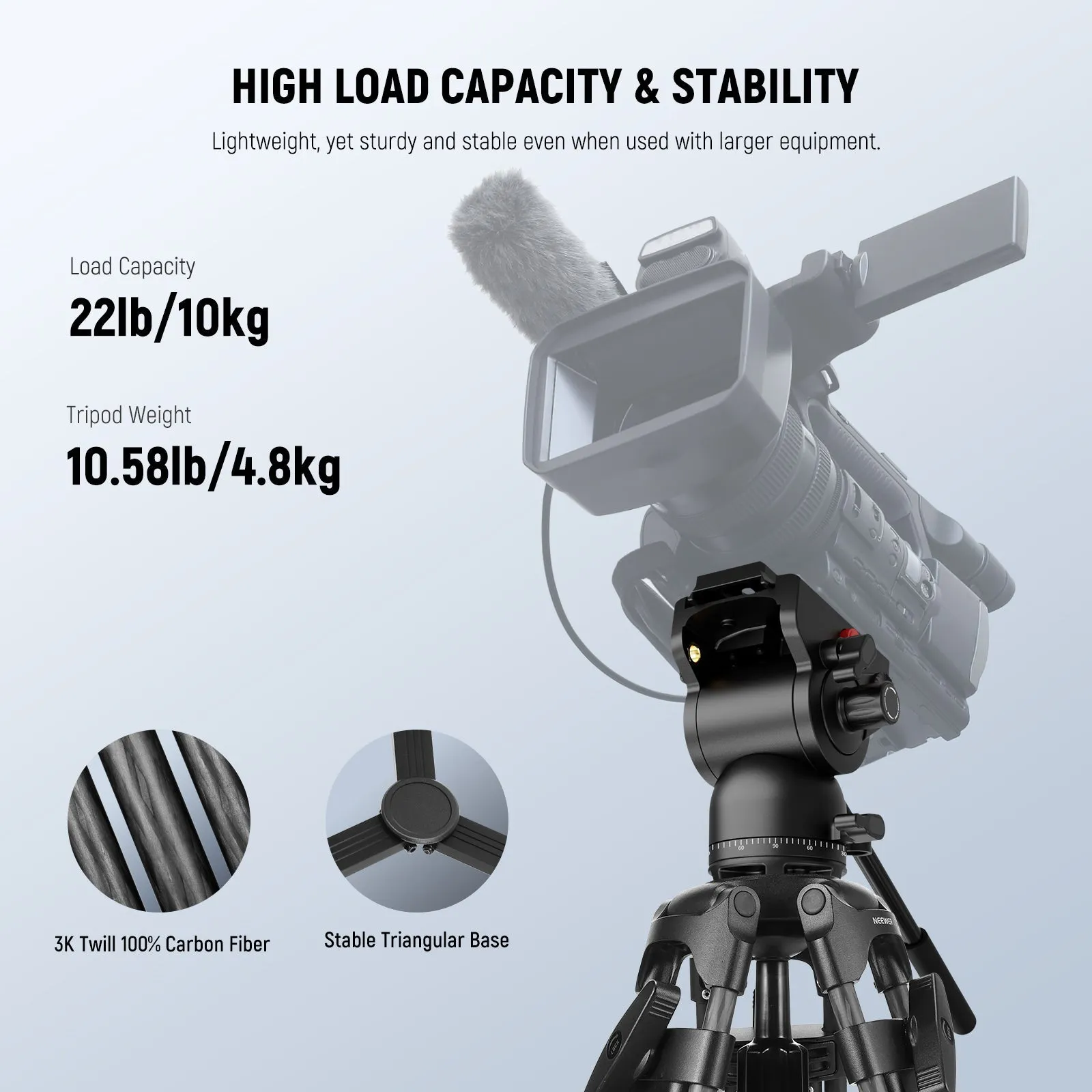 NEEWER LL34 78" Heavy Duty Carbon Fiber Tripod with Damping Adjustable Fluid Head