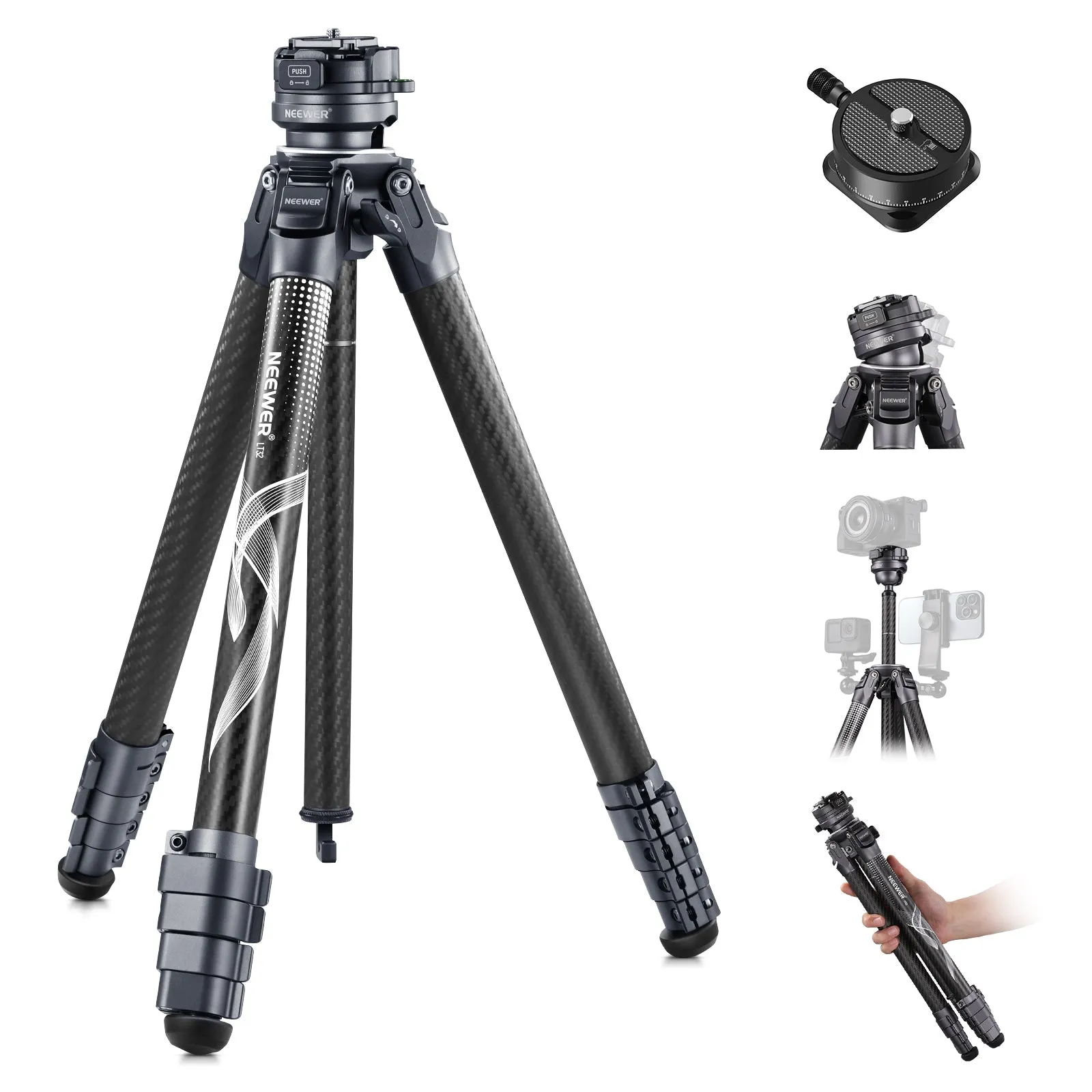 NEEWER LT32 62" Carbon Fiber Travel Tripod