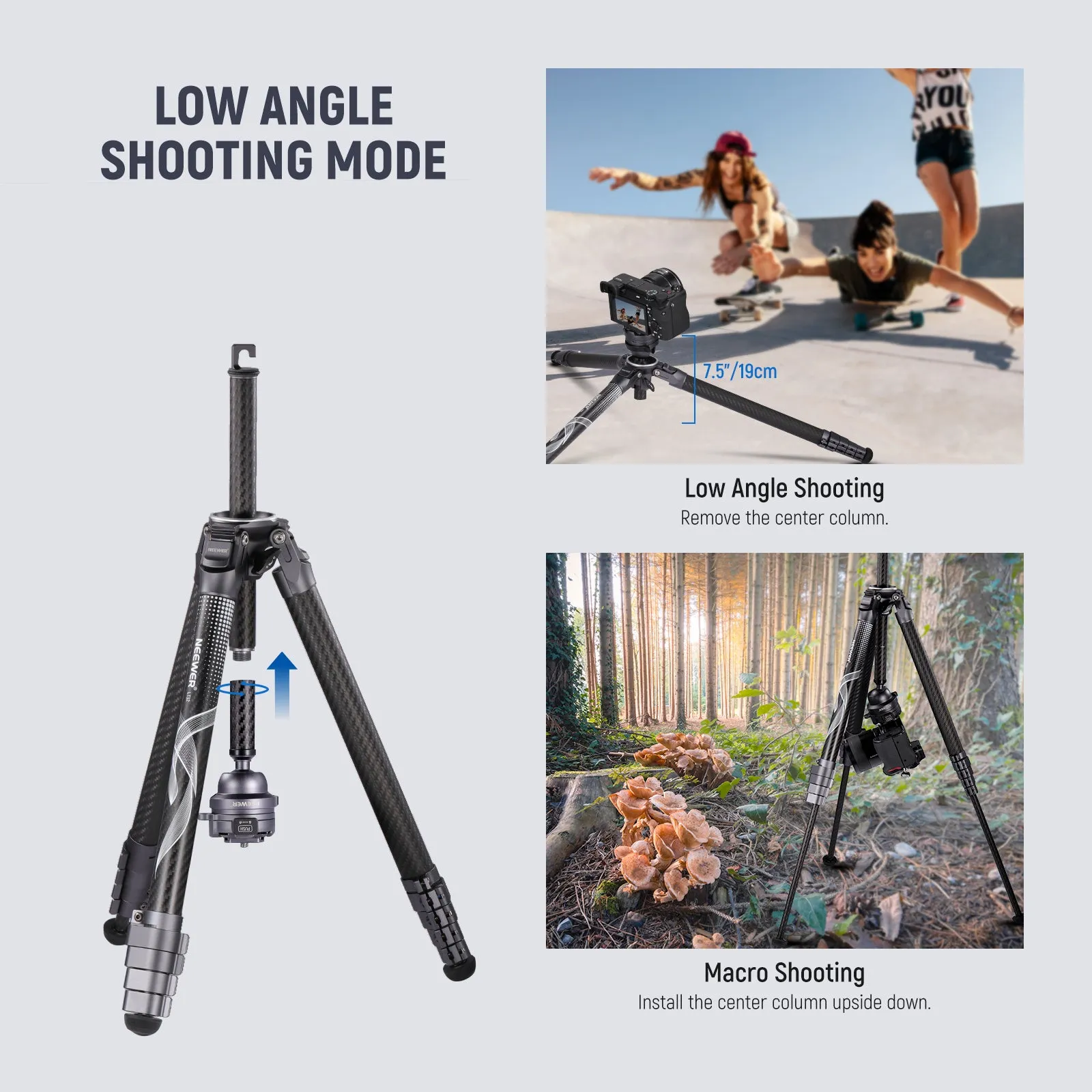 NEEWER LT32 62" Carbon Fiber Travel Tripod