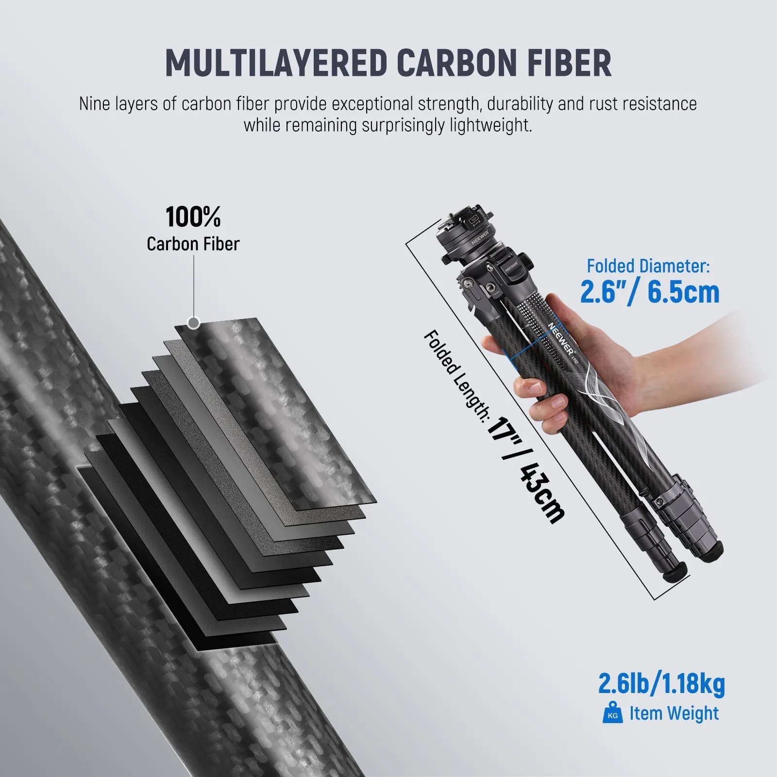 NEEWER LT32 62" Carbon Fiber Travel Tripod