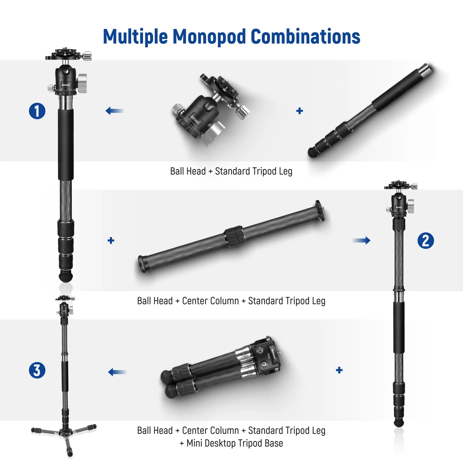 Compact NEWEER TP23 All-in-One Travel Tripod Monopod for Minimalist Adventurers