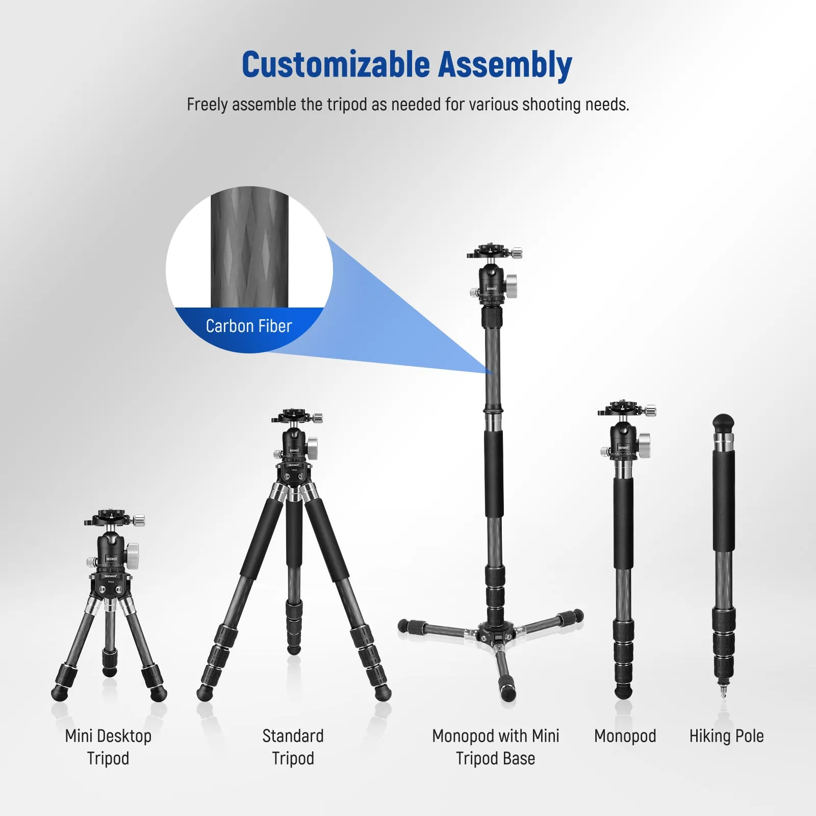 Compact NEWEER TP23 All-in-One Travel Tripod Monopod for Minimalist Adventurers