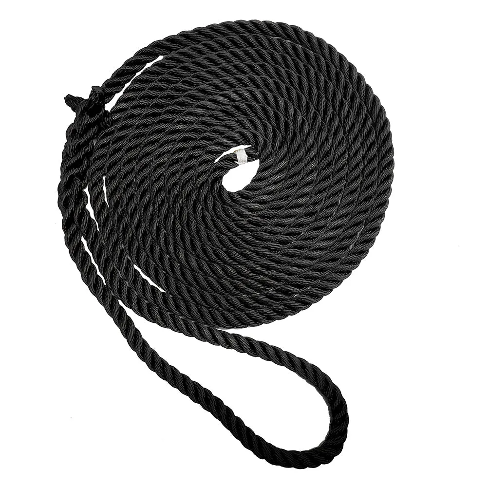 New England Ropes 1/2" Premium 3-Strand Dock Line - Black - 25