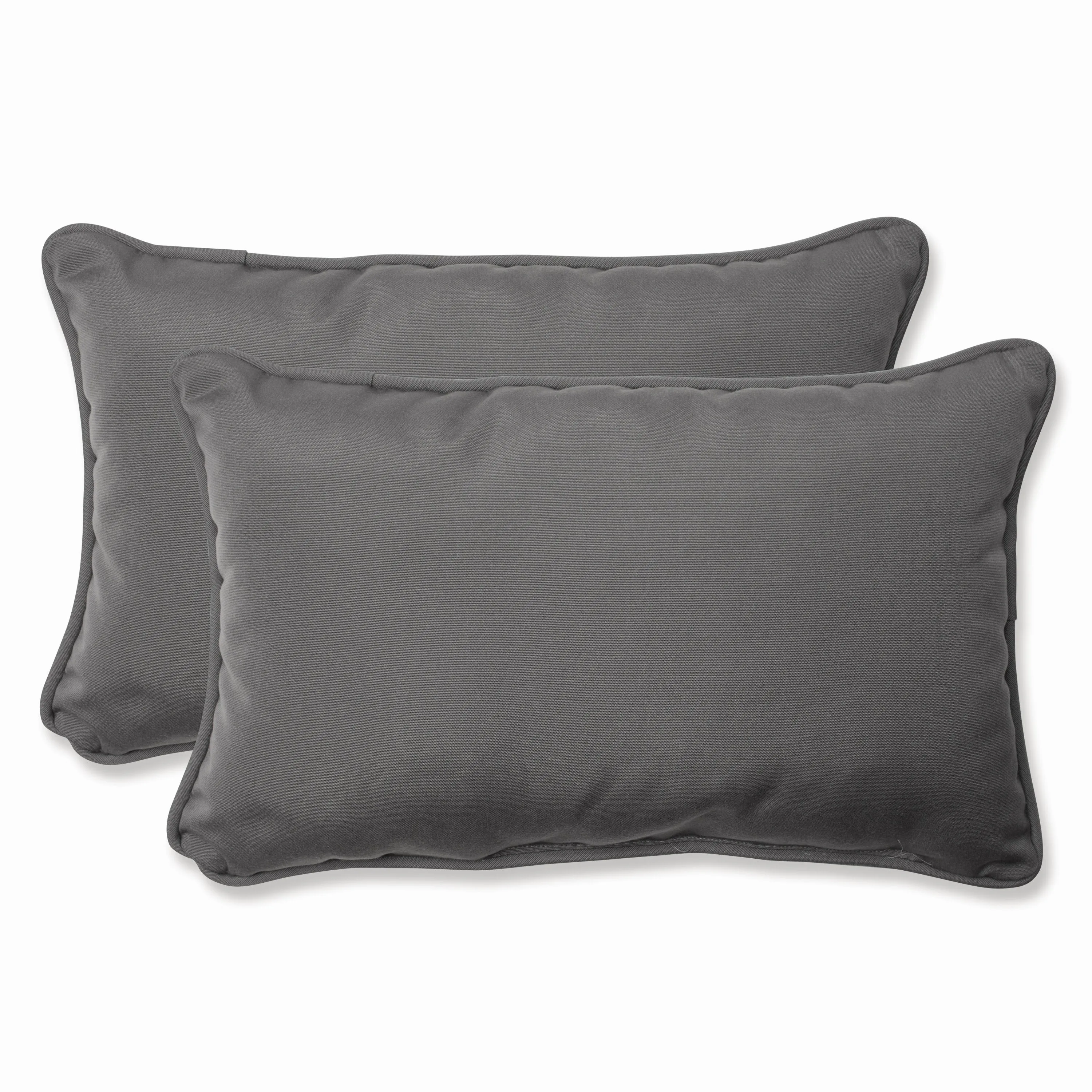 Outdoor/Indoor Fortress Canvas Charcoal Rectangular Throw Pillow (Set of 2)