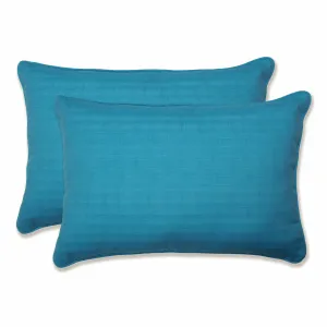 Outdoor/Indoor Veranda Turquoise Over-sized Rectangular Throw Pillow (Set of 2)