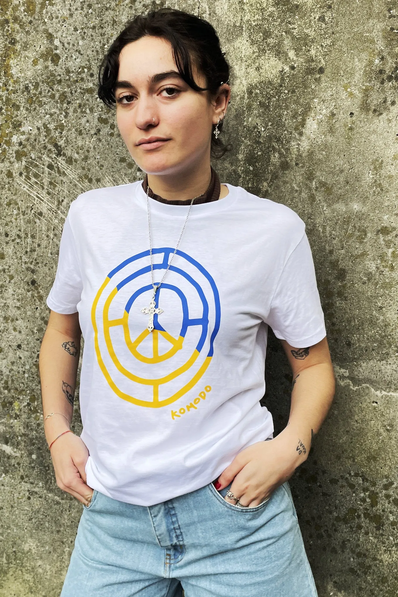 PEACE 4 UKRAINE Organic cotton womens tee - White