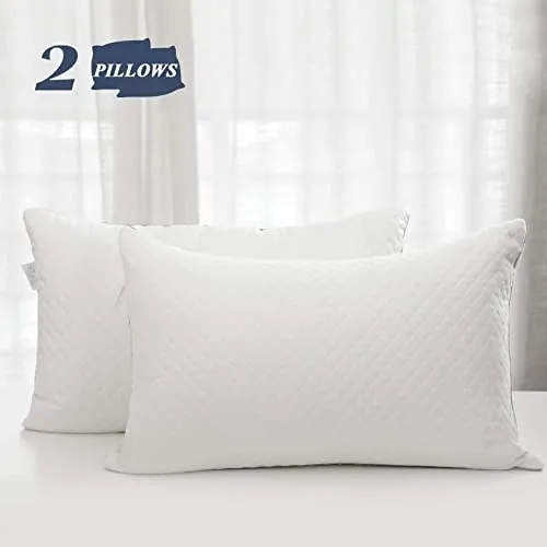 Pillows Queen Size Set of 2,Luxury Velvet Hypoallergenic Bed Pillows for Sleeping, Hotel Fluffy Pillow Set, Soft Firm Adjustable Down Alternative Pillows for Side, Back, Stomach Sleepers -20"x30"