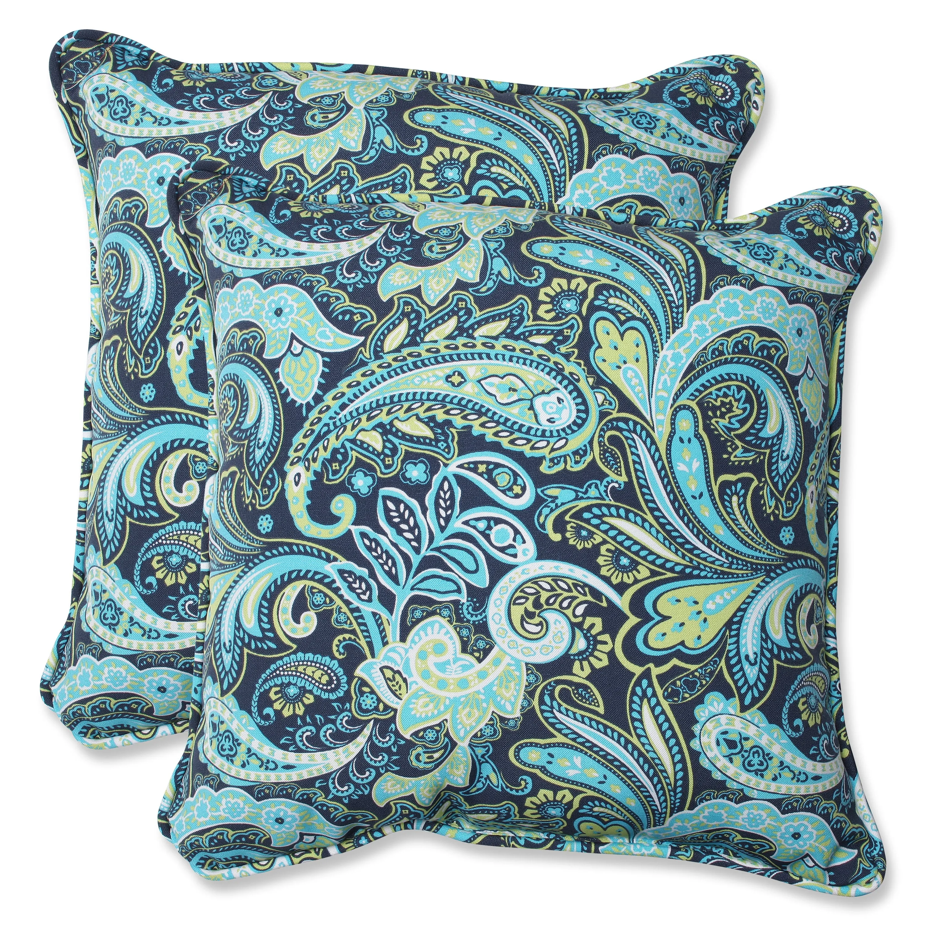 Pretty Paisley Navy 16.5-Inch Throw Pillow (Set of 2)