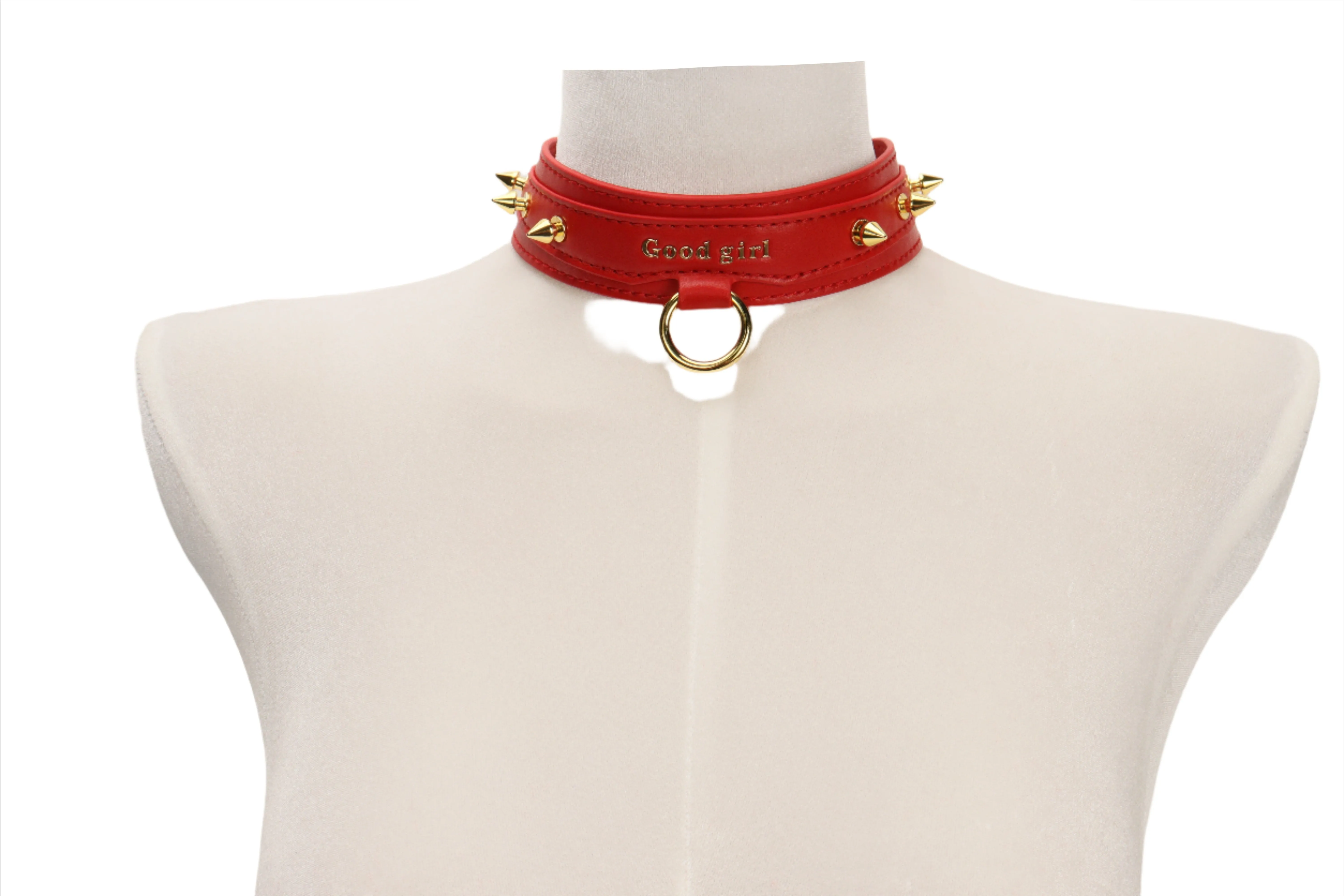 "Good Girl" Neck Collar With Gold Spikes | Fetish | Bondage