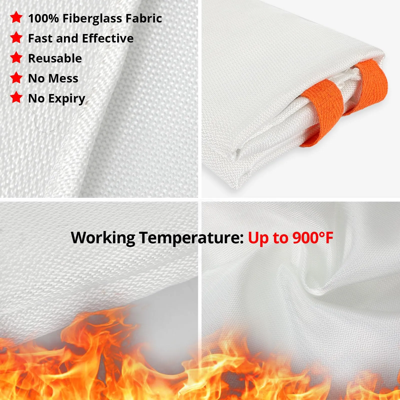 SecuCaptain Emergency Fire Blanket for Home and Kitchen - 2 Pack 40"x40" Flame Suppression Fiberglass Fire Blankets for House Camping Car Office Warehouse Emergency Survival Safety