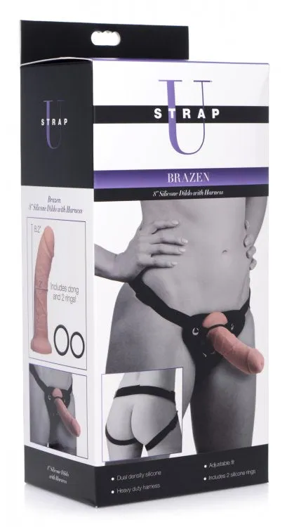 Strap U Charmed 7.5in Silicone Dildo W- Harness