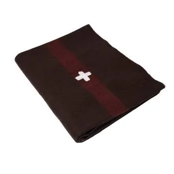 Swiss Wool Blanket Embroidered Cross 70% Wool