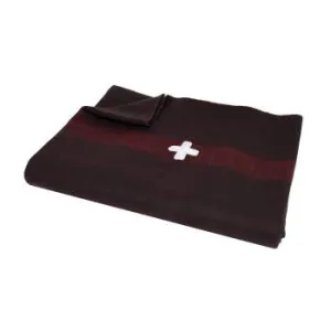 Swiss Wool Blanket Embroidered Cross 70% Wool