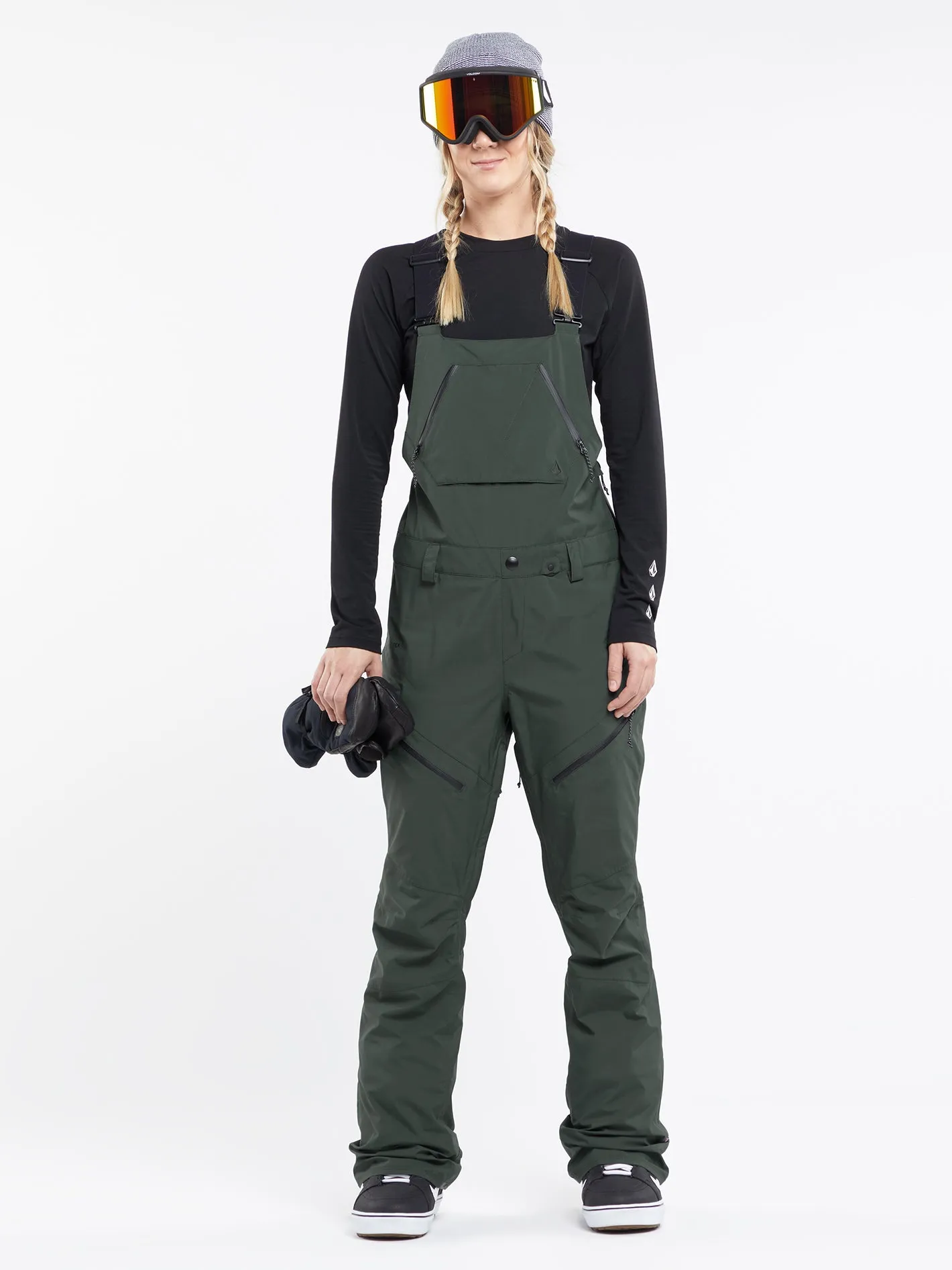 Womens Elm Stretch Gore Bib Overalls - Eucalyptus