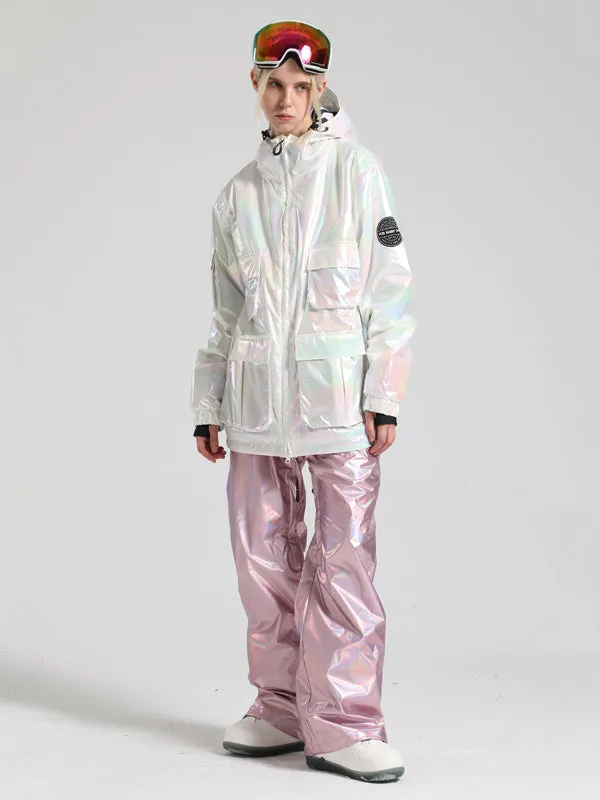 Women's Gsou Snow Neon Holographic Cargo Snow Jacket & Pants Sets