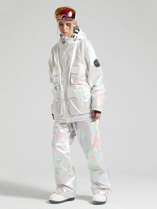 Women's Gsou Snow Neon Holographic Cargo Snow Jacket & Pants Sets