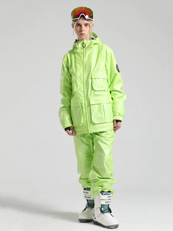 Women's Gsou Snow Neon Holographic Cargo Snow Jacket & Pants Sets