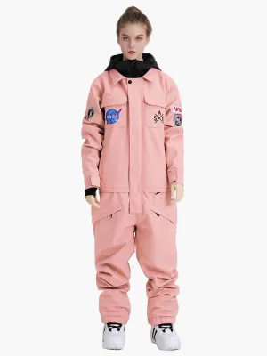 Women's Slope Star Light Pink One Piece Snowboard Suit Jumpsuit