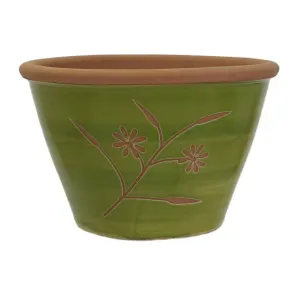 Woodlodge 23cm Green Bouquet Terracotta Pot - YBOUQGR23