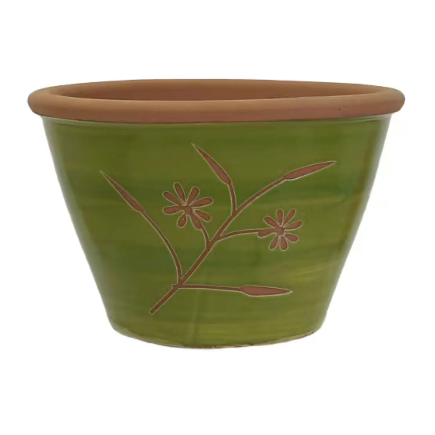 Woodlodge 23cm Green Bouquet Terracotta Pot - YBOUQGR23