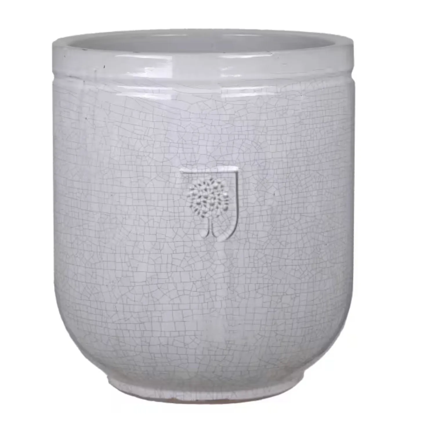 Woodlodge 30cm White Crackle Finish Harlow Jar Pot